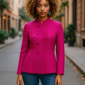 VINTAGE GIORGIO ARMANI Wool Suit Jacket 46 10 12 Cadet Textured Minimalist